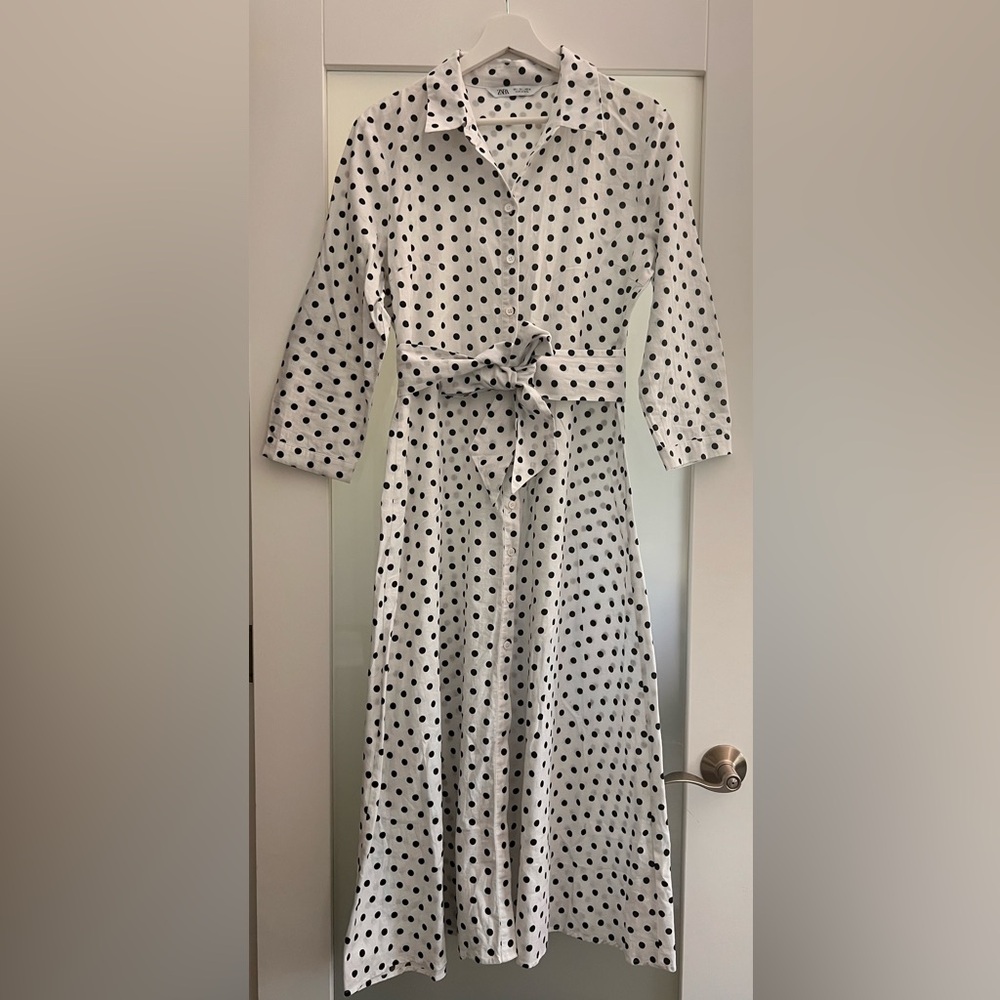 Zara Black and White Polka Dot Maxi Dress